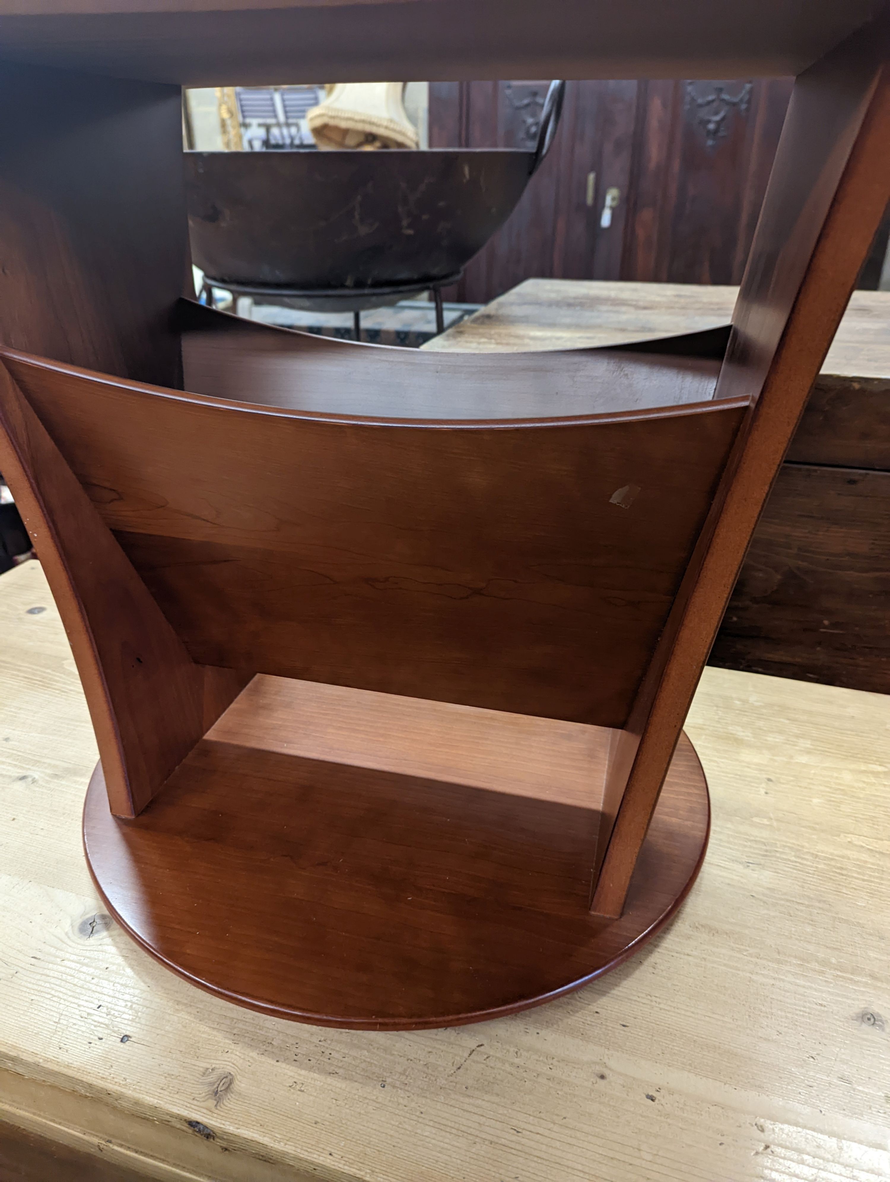 A mid century side table with magazine rack, width 75cm, depth 49cm, height 51cm